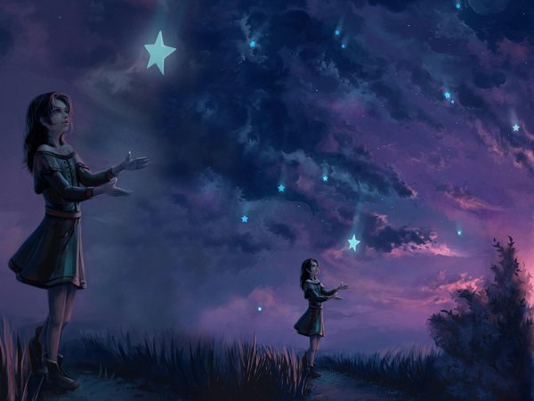 Звездное небо и девушка