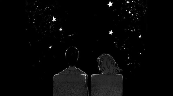 Звездное небо и девушка