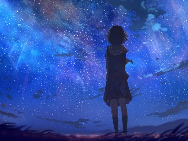 Звездное небо и девушка