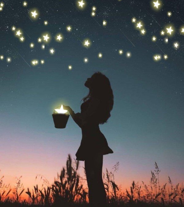 Звездное небо и девушка