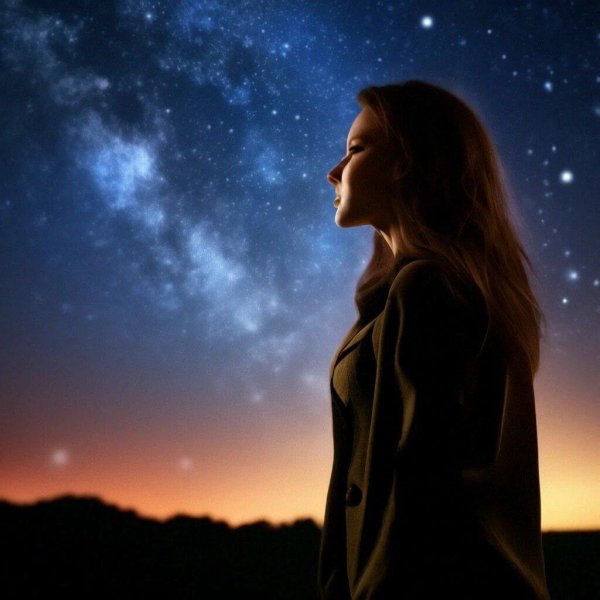 Звездное небо и девушка