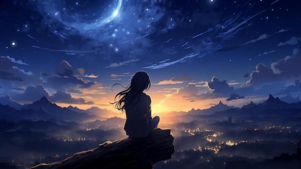 Звездное небо и девушка