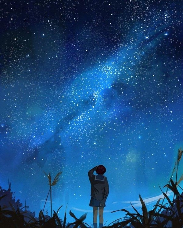 Звездное небо и девушка
