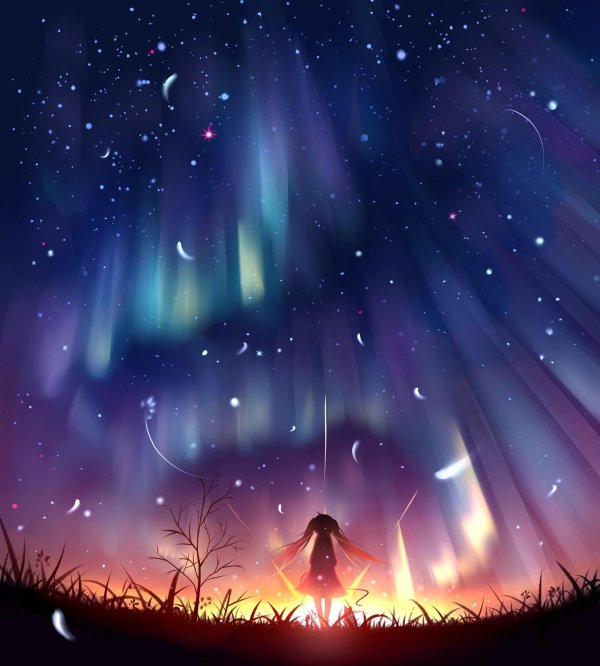 Звездное небо и девушка