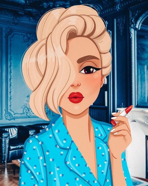 Девушка нарисованная на аву блондинка