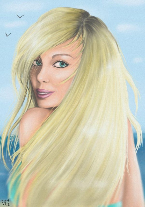 Девушка нарисованная на аву блондинка