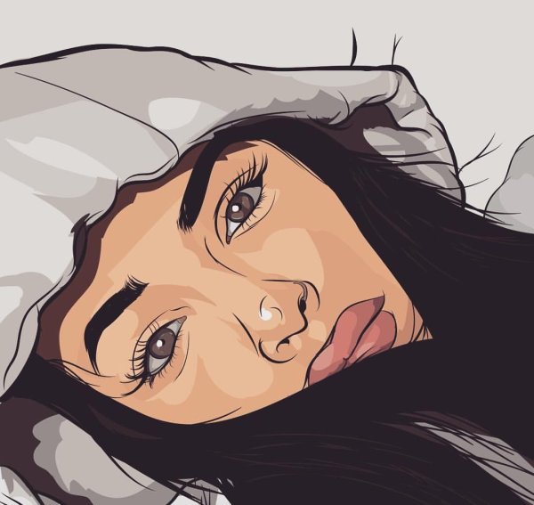 Девушка нарисованная с черными волосами