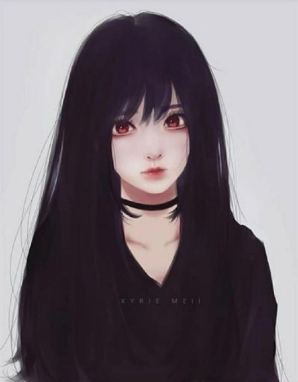 Девушка нарисованная с черными волосами