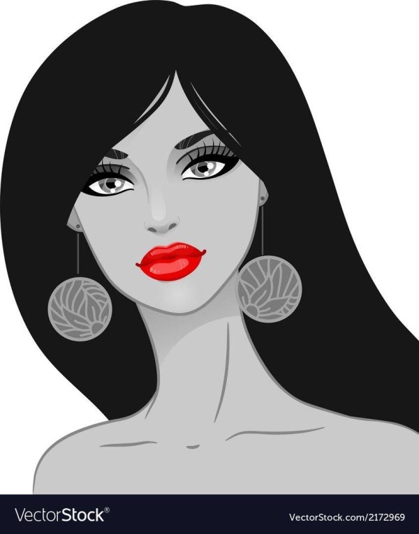 Девушка нарисованная с черными волосами