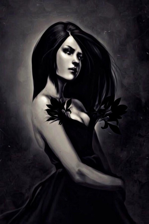 Девушка нарисованная с черными волосами