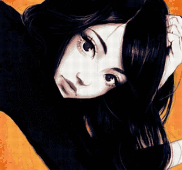 Девушка нарисованная с черными волосами