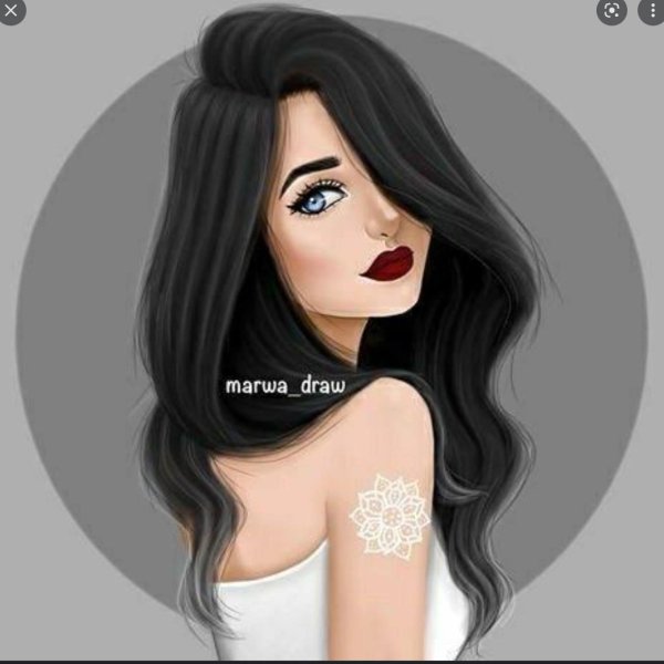 Девушка нарисованная с черными волосами