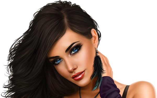 Девушка нарисованная с черными волосами