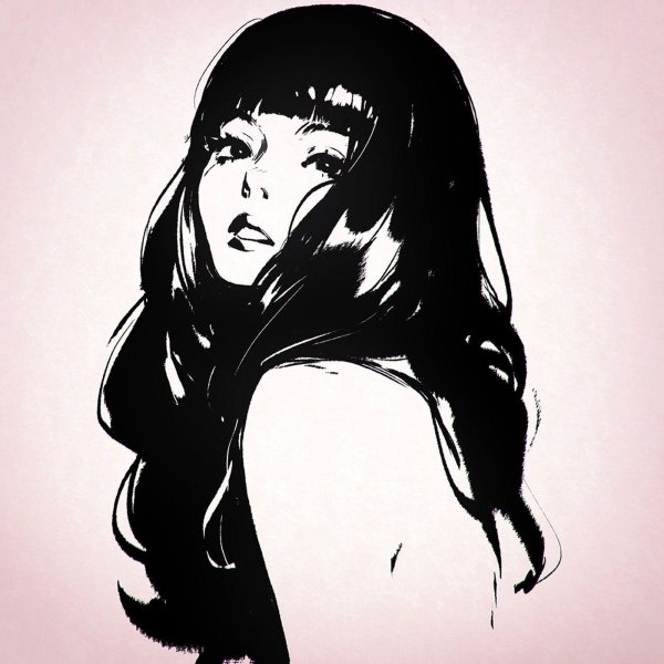 Девушка нарисованная с черными волосами