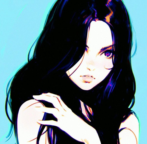 Девушка нарисованная с черными волосами