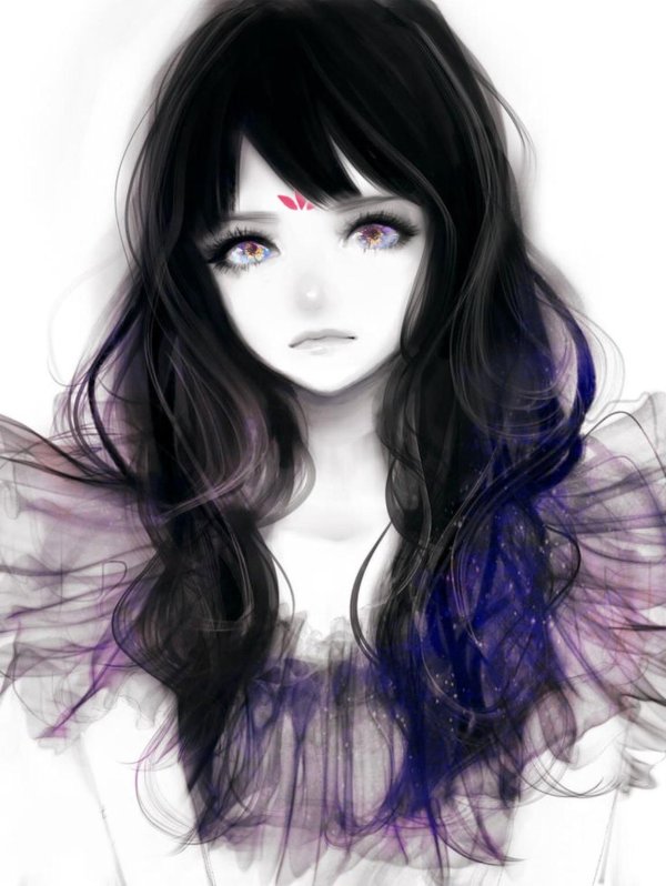 Девушка нарисованная с черными волосами