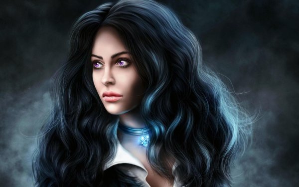 Девушка нарисованная с черными волосами