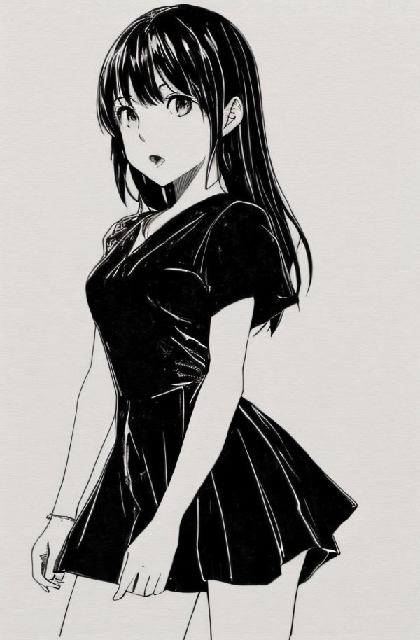 Девушка нарисованная с черными волосами