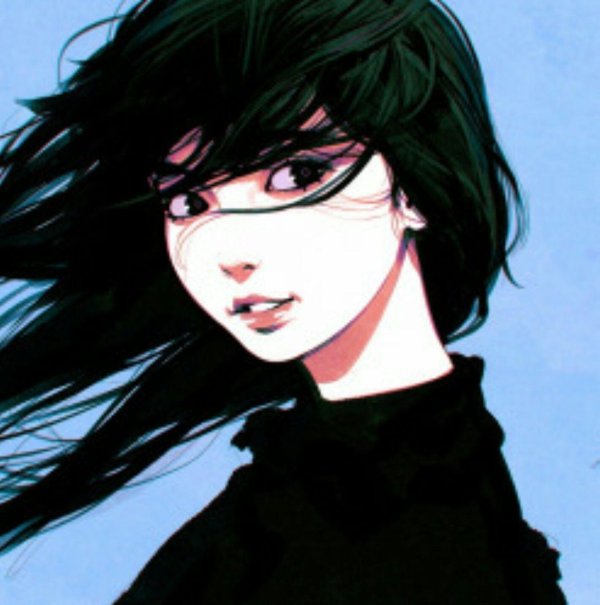 Девушка нарисованная с черными волосами