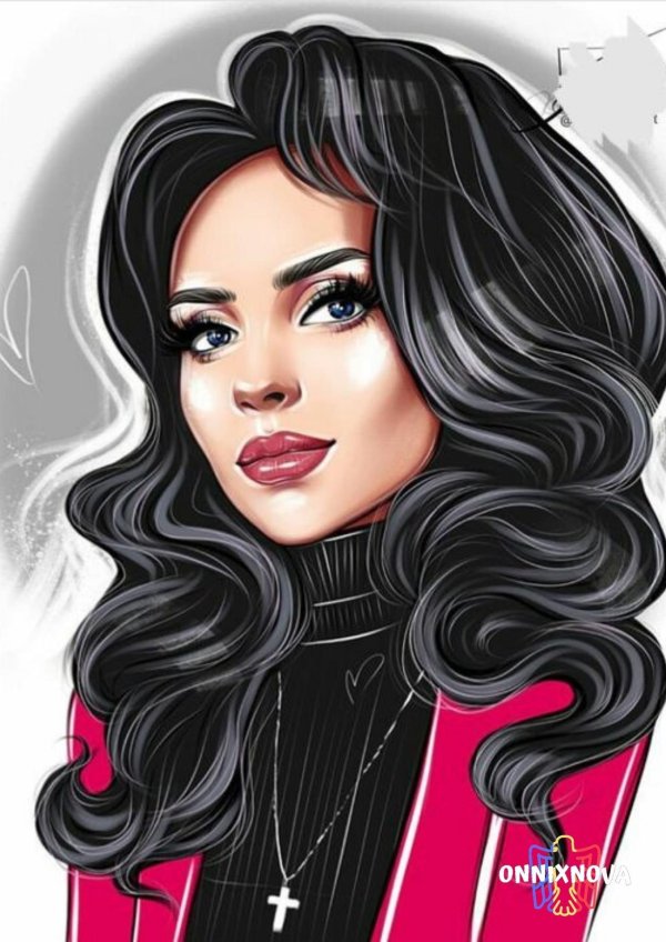 Девушка нарисованная с черными волосами