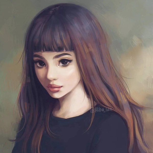 Девушка нарисованная с черными волосами