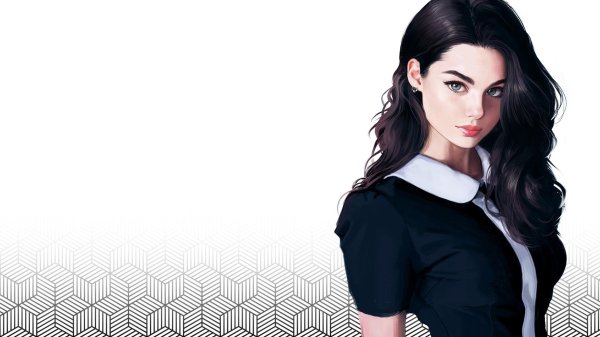 Девушка нарисованная с черными волосами