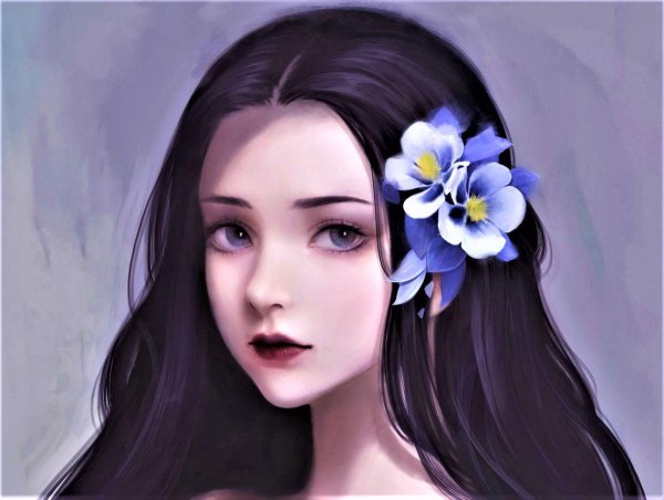 Девушка нарисованная с черными волосами