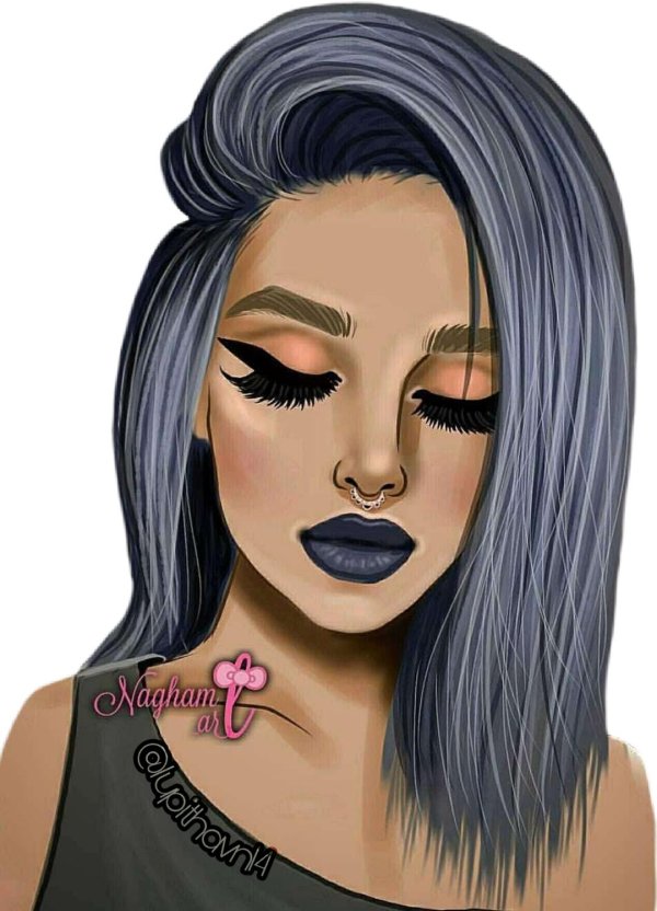 Девушка нарисованная с черными волосами