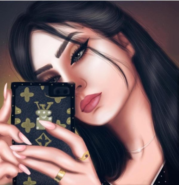 Девушка нарисованная с черными волосами