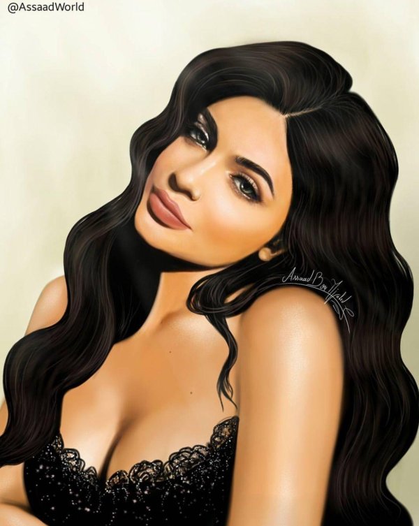 Девушка нарисованная с черными волосами