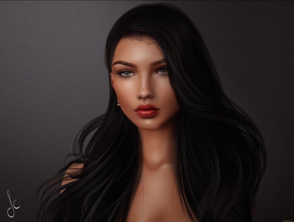 Девушка нарисованная с черными волосами