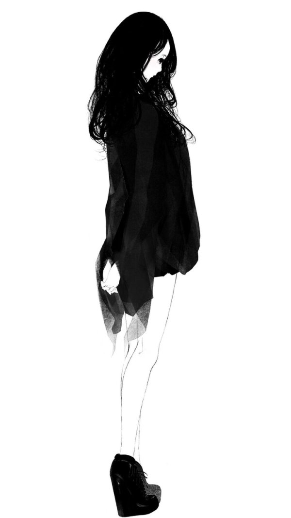 Девушка нарисованная с черными волосами