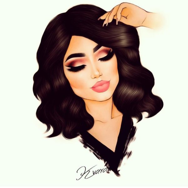 Девушка нарисованная с черными волосами