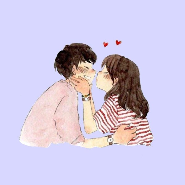 Любовь парень и девушка целуются