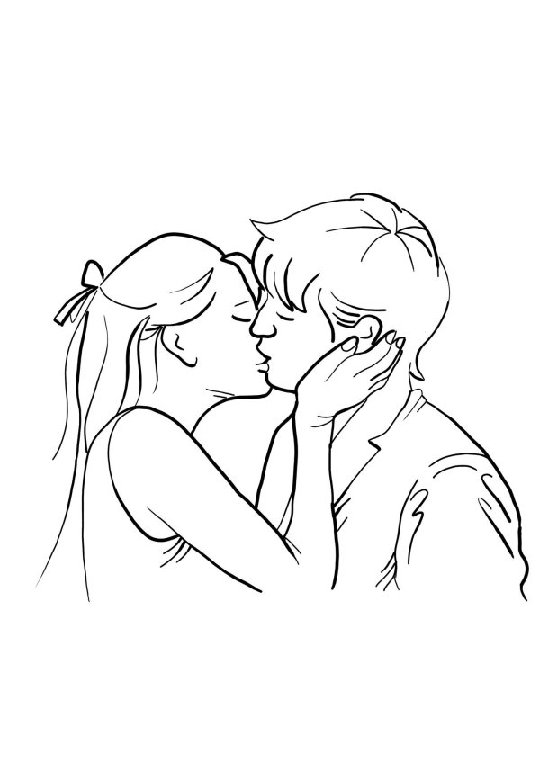 Любовь парень и девушка целуются