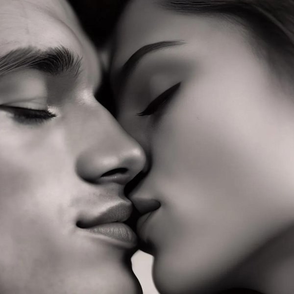 Любовь парень и девушка целуются