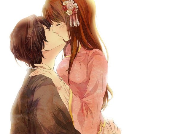 Любовь парень и девушка целуются