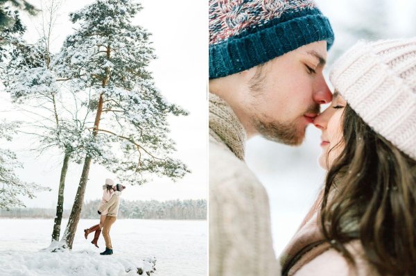 Парень и девушка вместе зимой