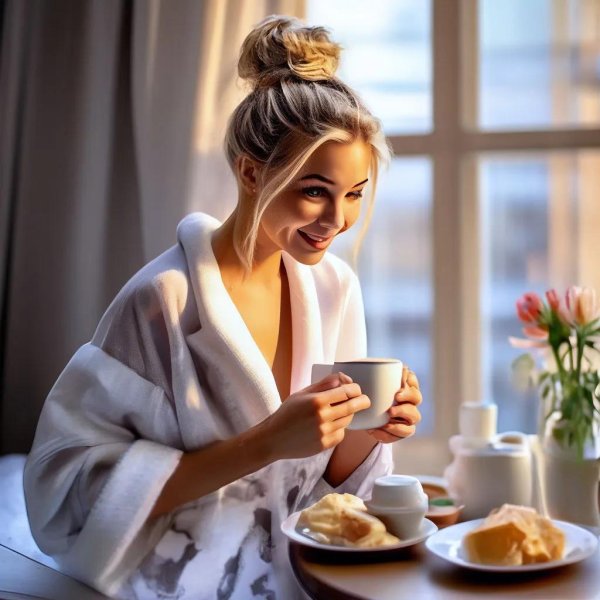 Утро девушка