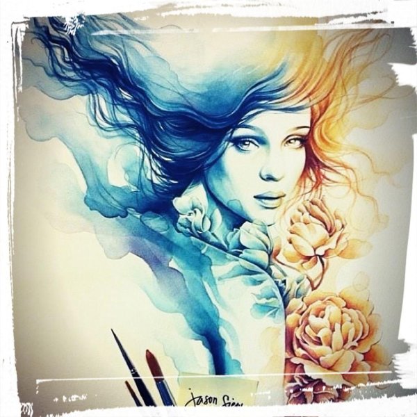Акварель девушка