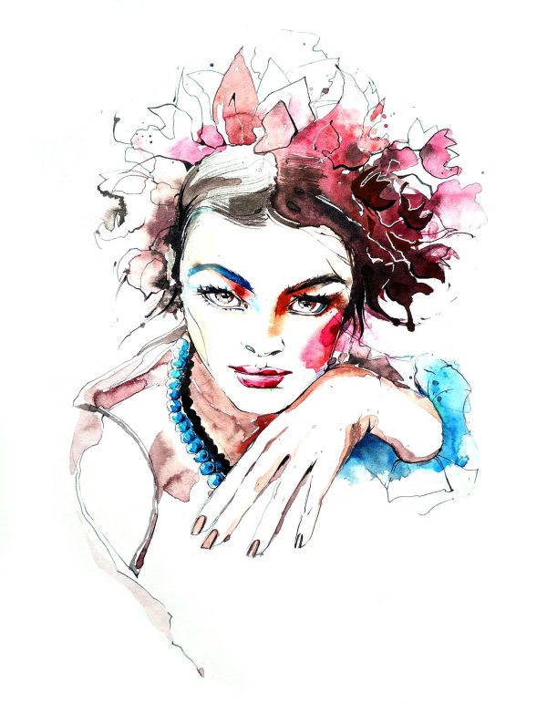 Акварель девушка