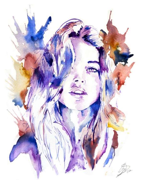 Акварель девушка
