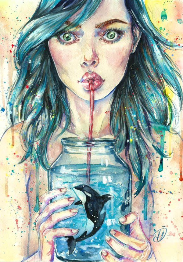Акварель девушка
