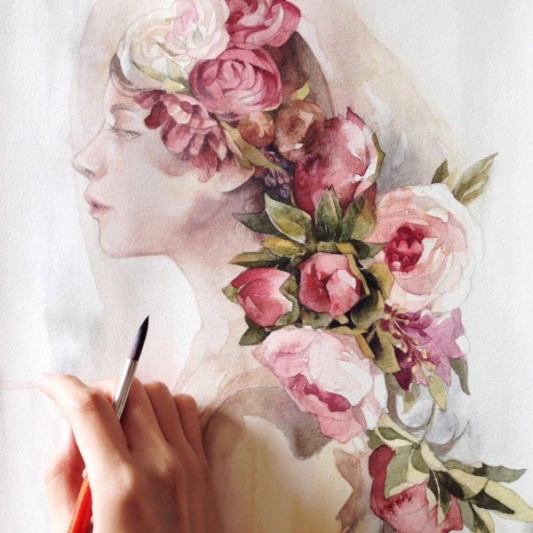 Акварель девушка