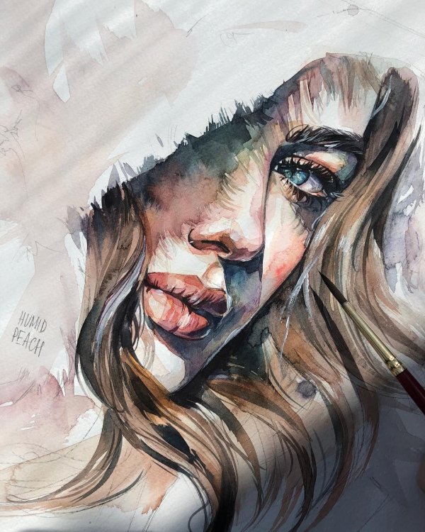 Акварель девушка