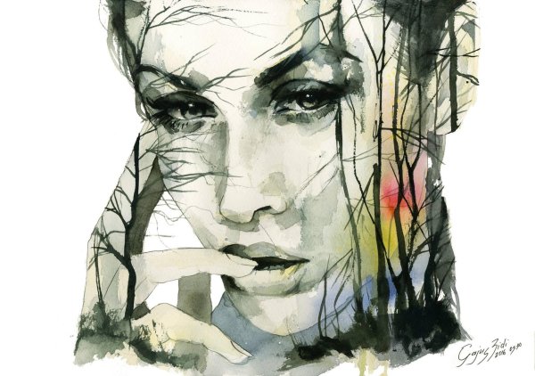 Акварель девушка