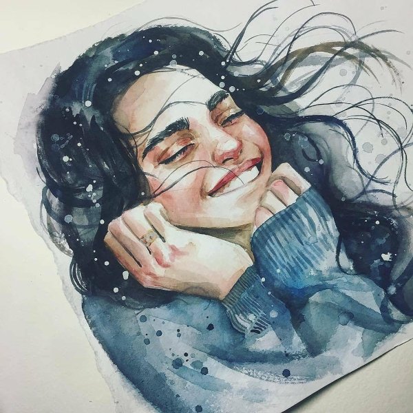 Акварель девушка