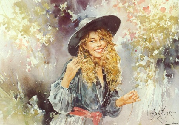 Акварель девушка