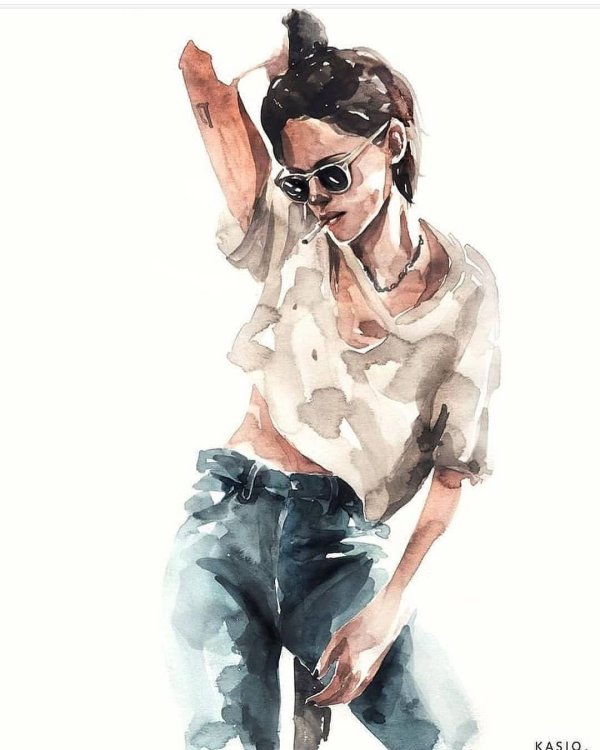 Акварель девушка