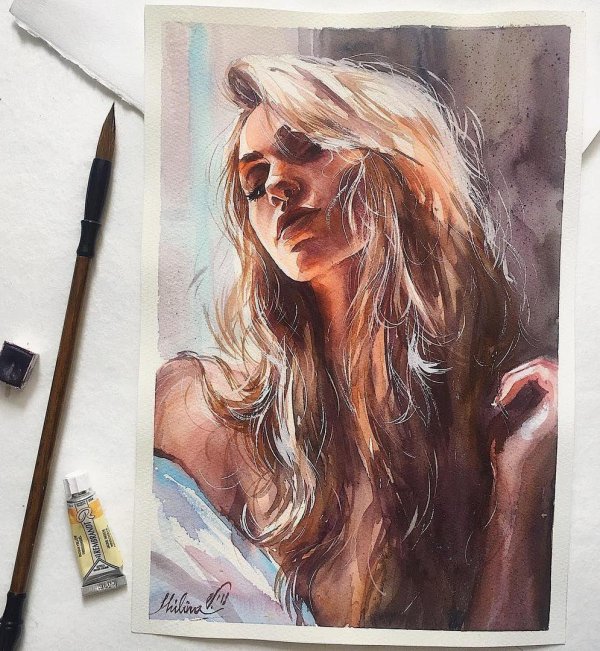 Акварель девушка